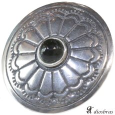 画像1: コンチョ コンチョ ネイティブ　インディアン　ターコイズ オニキス 　イミテーション　【L】　コンチョシルバー９２５コンチョ　ナバホ　財布　ウォレット　メンズ　（ネジ式）【メール便送料無料！！】 (1)