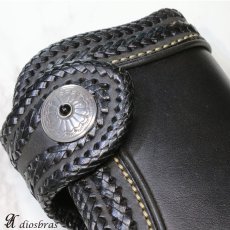 画像3: コンチョ コンチョ ネイティブ　インディアン　ターコイズ オニキス 　イミテーション　【L】　コンチョシルバー９２５コンチョ　ナバホ　財布　ウォレット　メンズ　（ネジ式）【メール便送料無料！！】 (3)