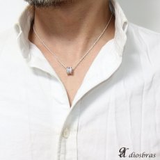 画像3: ホワイトジルコニア　リング　　ペンダント トップ】インレイワーク　ペンダント　スクエア　四角　ジルコニアをはめ込んだリングペンダント　//シルバー925/ ネックレス メンズ レディース≪メール便送料無料!!≫ (3)