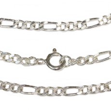 画像1: 【シルバーチェーン】シルバー カット フィガロチェーン 幅2,8mm 45cm 50cm ネックレス チェーン シルバー925 SILVER Necklace chain 銀 鎖 首飾り フィガロ【メール便無料】【ギフトOK】 シルバー925チェーン シルバーネックレスチェーン (1)