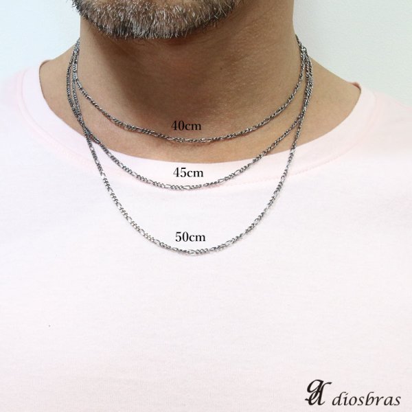 画像2: 【シルバーチェーン】シルバーフィガロチェーン 幅2mm 40cm 45cm 50cm ネックレス チェーン シルバー925 SILVER Necklace chain 銀 鎖 首飾り フィガロ【メール便無料】【ギフトOK】 シルバー925チェーン シルバーネックレスチェーン 独自燻し仕上げ　オキシダイ