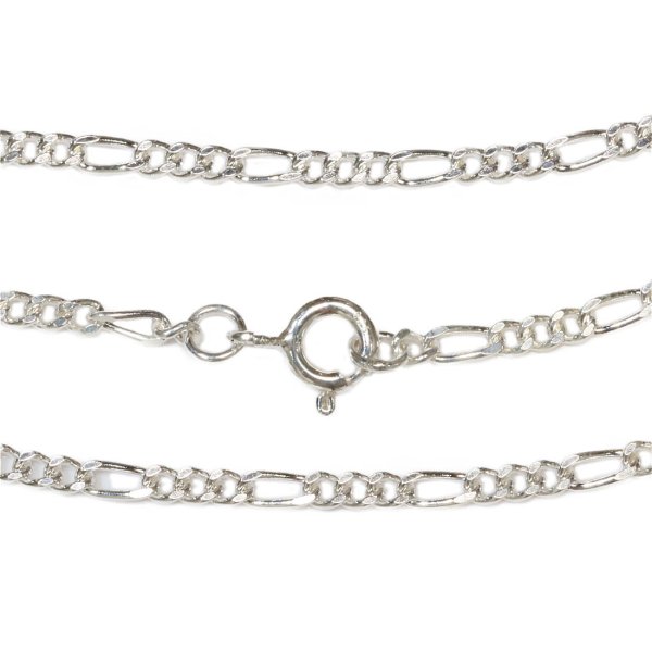 画像1: 【シルバーチェーン】シルバーフィガロチェーン 幅1,6mm 40cm 45cm 50cm ネックレス チェーン シルバー925 SILVER Necklace chain 銀 鎖 首飾り フィガロ【メール便無料】【ギフトOK】 シルバー925チェーン シルバーネックレスチェーン