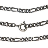 【シルバーチェーン】シルバー カット フィガロチェーン 幅2,8mm 45cm ネックレス チェーン シルバー925 SILVER Necklace chain 銀 鎖 首飾り フィガロ【メール便無料】【ギフトOK】 シルバー925チェーン シルバーネックレスチェーン 独自燻し仕上げ　オキシダイ