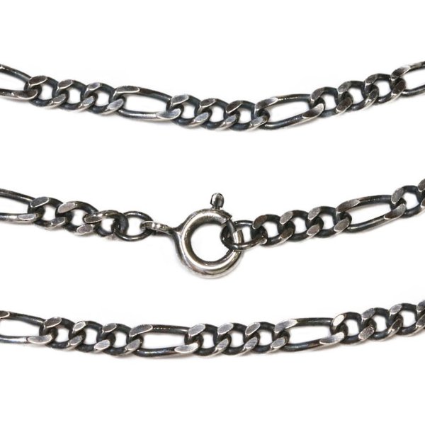 画像1: 【シルバーチェーン】シルバーフィガロチェーン 幅2mm 40cm 45cm 50cm ネックレス チェーン シルバー925 SILVER Necklace chain 銀 鎖 首飾り フィガロ【メール便無料】【ギフトOK】 シルバー925チェーン シルバーネックレスチェーン 独自燻し仕上げ　オキシダイ