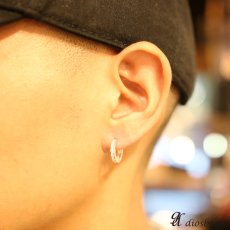 画像3: ジルコニア　リング　シルバー９２５　ピアス メンズ レディース 激安ピアス イヤリング アクセサリー【フープ】流線形　本物シルバー９２５◇片方ピアス メンズ レディース 12mm (3)