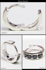 画像2: ブラック　ジルコニア　リング　シルバー９２５　ピアス メンズ レディース 激安ピアス イヤリング アクセサリー【フープ】本物シルバー９２５◇片方ピアス メンズ レディース (2)