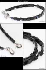 画像4: オニキス　スクエアエッジカット　ブレスレット　5mm〜5.5mm　馬蹄　ホースシュー　フェザー メンズ ネイティブ シルバー９２５ チェーン　メディスンホイール　フェザー 5mm【diosbras-ディオブラス】 (4)