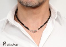 画像5: ネックレス　ハイグレード　最上級　オニキス　スクエアエッジカット 馬蹄　ホースシュー　フェザー ネックレス メンズ ネイティブ /羽/オニキス シルバー９２５ チェーン　メディスンホイール　フェザー 4.5mm〜5mm【diosbras-ディオブラス】 (5)