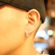 画像3: ジルコニア　リング　シルバー９２５ 5ストーン　ピアス メンズ レディース 激安ピアス イヤリング アクセサリー【フープ】流線形　本物シルバー９２５◇片方ピアス メンズ レディース 14mm 中折れ式 (3)