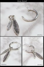 画像2: 【メンズピアス】【シルバーアクセサリー】【シルバーピアス】●バラ売り（片耳のみ）■シャープでキレイめハードな横顔に！フェザー　イーグル　ドロップピアス (2)