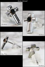 画像2: ステンレス フープピアス クロス　十字架　シルバー 金属アレルギー対応 メタル素材 シンプル 小さめ ブラックジルコニア リング  ピアス アクセサリー  メンズ　 レディース 　ジルコニアピアス　ブラツク (2)