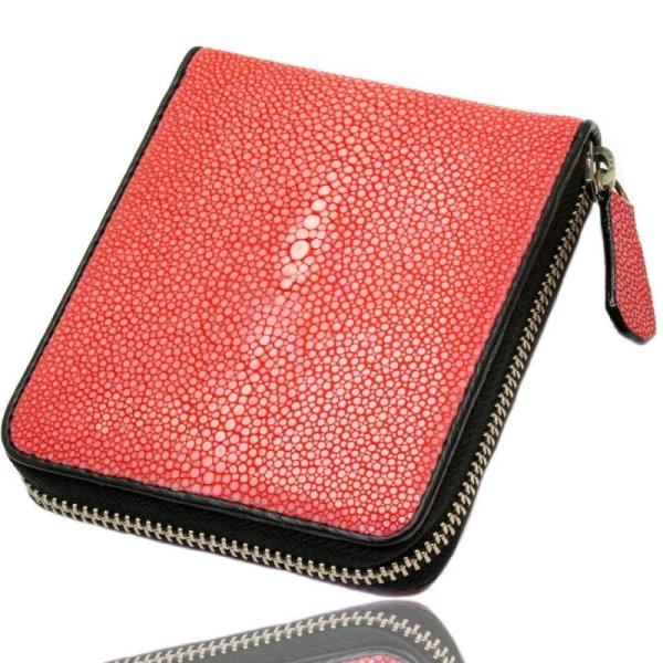 画像15: 財布  スティングレイ ラウンドファスナー エイ革 メンズ レディース 本革 スティングレー ラウンドファスナー ウォレット ガルーシャ ラウンド ジッパー 財布 ミドル レザーウォレット ショート ウォレット バイカー 二つ折り 牛革 紳士 婦人 ミニ　ハンドメイド オレンジ　ブルー　ブラック　グリーン　ピンク