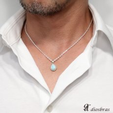 画像3: ラリマー ペンダントドミニカ産 雫　しずく ペンダント トップ アラベスク ラリマーペンダント　クラウン　王冠　パワーストーン インディアンジュエリー鷹・イーグル羽根/シルバー925/フェザーネックレス ネックレス メンズ レディース 雫 しずく型【メール便なら送料無料】 (3)