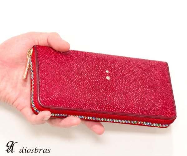 画像3: 財布 ラウンドファスナー メンズ レディースマルチカラーファスナー 本革 カットスティングレー エイ革  大容量 ラウンドファスナー ウォレット ガルーシャ ラウンド ジッパー ＺＩＰＰＥＲ 財布 ヌメ革 レザーウォレット ロングウォレット バイカー 長財布 牛革 紳士 婦　VALENA-ヴァレナ-