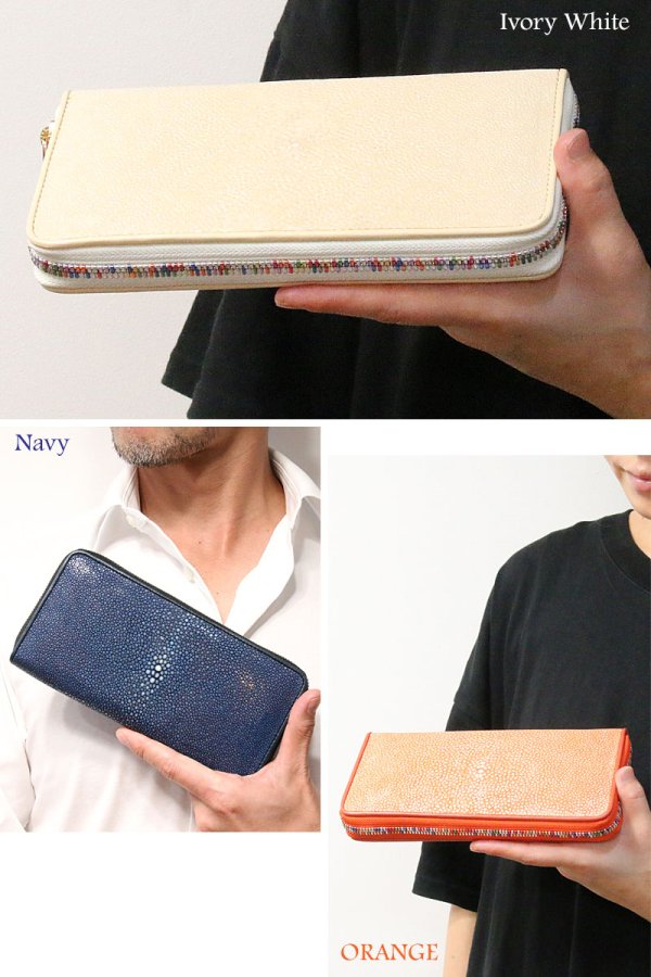 画像13: 財布 ラウンドファスナー メンズ レディースマルチカラーファスナー 本革 カットスティングレー エイ革  大容量 ラウンドファスナー ウォレット ガルーシャ ラウンド ジッパー ＺＩＰＰＥＲ 財布 ヌメ革 レザーウォレット ロングウォレット バイカー 長財布 牛革 紳士 婦　VALENA-ヴァレナ-