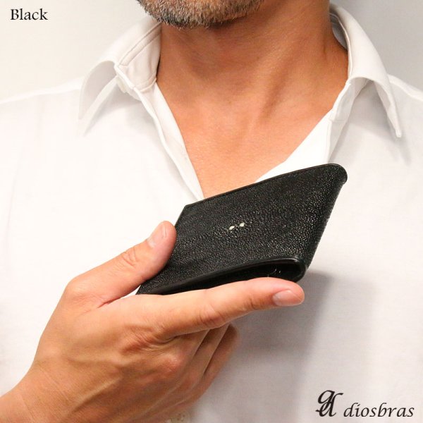 画像12: メンズ二つ折り マネークリップウォレット レザーウォレット 本革 スティングレイ エイ革 シンプル スリム  カードケース 小銭入れ メンズ短財布  革財布 皮財布 ショートウォレット 本物 天然皮革 紳士財布 婦人財布 プレゼント サイフ 二つ折り財布 メンズ 財布 ガルーシャ BIANTE-ビアンテ-