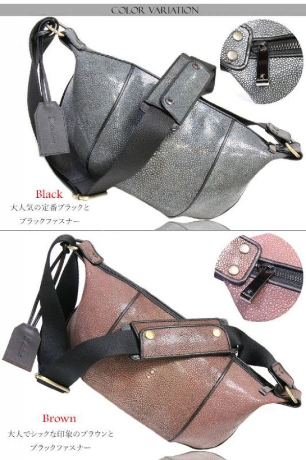 画像4: ボディバッグ 本革 ワンショルダーバッグ 革 メンズ ハンドメイド レザー | ボディーバッグ レザーバッグ ガルーシャ 牛革 ショルダーバック ショルダー ギフト  バッグ ボディバック 大容量 エイ革スティングレイ スティングレー