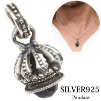 王冠 オニキス　ペンダント　クラウン　ブリリアントカット　シルバー925/ペンダント トップ シルバー 925/ネックレス/ ネックレス  メンズ レディース