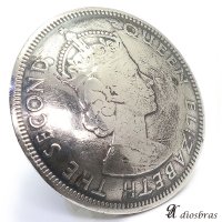 リアルコイン 1960年　香港コイン　1ドル硬貨　エリザベス2世　ライオン大 QUEEN ELIZABETH THE SECONDコインコンチョ ネイティブ　コイン　インディアン　シルバー９２５　コンチョ　財布　ウォレット　メンズ　（ネジ式）【メール便なら送料無料！！】