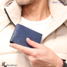 画像12: サメ革 二つ折り財布　ショートウォレット LAVIE-ラビエ-　財布 シャークスキン ミニ財布 極薄 ショート　メンズ レディース 本革 鮫革  大容量　本格派向け拘り財布　気仙沼産シャークスキン  ジッパー  財布 ヌメ革 レザーウォレット ウォレット  牛革 紳士 婦人　エコレザー認定 (12)
