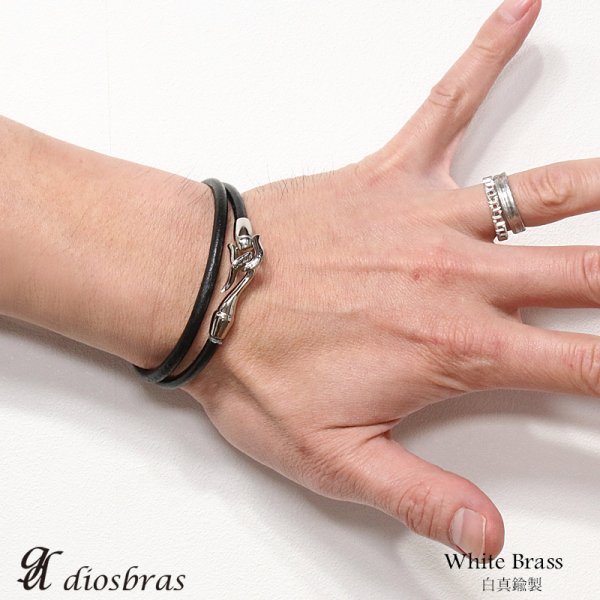 画像4: 馬蹄　ホースシュー　シンプル　２連 レザー ブレスレット ツイン レザーブレスレット 本革 レザー メンズ レディース 革 ラップブレスレット ペアブレスレット ペア ブレスレット バックル　シルバー９２５製　真鍮製　金属アレルギー　≪メール便送料無料≫