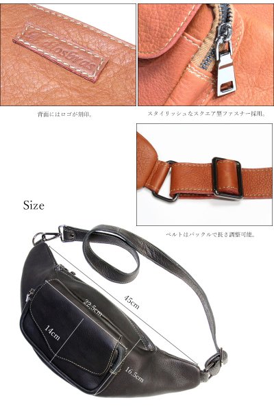 ボディバッグ 本革 ワンショルダーバッグ 革 メンズ ハンドメイド レザー