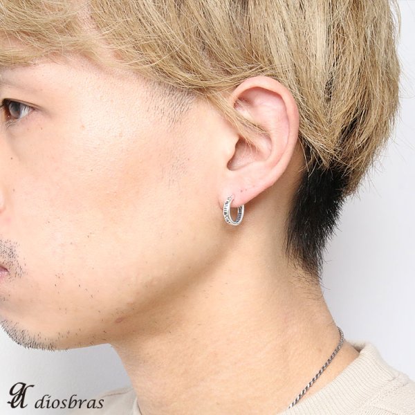 画像3: フープピアス リング シルバー９２５ローマ数字　アトラス　ピアス メンズ レディース 激安ピアス イヤリング アクセサリー【フープ】本物シルバー９２５◇片方ピアス メンズ レディース　鏡面　ライン 中折れ式 (3)