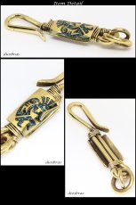 画像2: ココペリ キーホルダー キーフック　キーチェーン シルバー　ターコイズ　ゴールド　真鍮　ＢＲＡＳＳ　ブラス　釣り針フック ウォレット インレイ　財布　バイカー　ライダース　ウォレットチェーン【diosbras-ディオブラス-】【メール便送料無料】 (2)