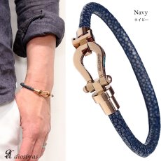 画像9: ブレスレット メンズ レザー ブレス　スティングレイ　ガルーシャ　エイ革　スティングレー　バングル 　馬蹄　ホースシュー　選べる♪全9色 本革 革 バングル レザーブレスレット レザーブレス アメカジ系 サロン系 キレカジ系 に♪ (9)