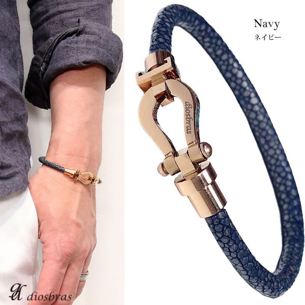 画像9: ブレスレット メンズ レザー ブレス　スティングレイ　ガルーシャ　エイ革　スティングレー　バングル 　馬蹄　ホースシュー　選べる♪全9色 本革 革 バングル レザーブレスレット レザーブレス アメカジ系 サロン系 キレカジ系 に♪