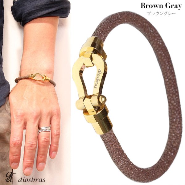 画像10: ブレスレット メンズ レザー ブレス　スティングレイ　ガルーシャ　エイ革　スティングレー　バングル 　馬蹄　ホースシュー　選べる♪全9色 本革 革 バングル レザーブレスレット レザーブレス アメカジ系 サロン系 キレカジ系 に♪