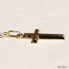 画像11: 日本製 クロス 十字架 ペンダント k18 シンプル ゴールド 18k メンズ レディース クロスペンダント 18金 アズキチェーン 長あずきチェーン トップ 小豆チェーン ネックレス (11)