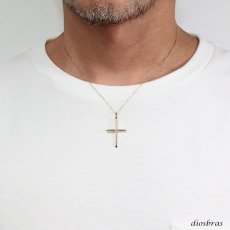 画像2: 日本製 クロス 十字架 ペンダント k18 シンプル ゴールド 18k メンズ レディース クロスペンダント 18金 アズキチェーン 長あずきチェーン 小豆チェーン ネックレス (2)