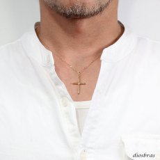 画像13: 日本製 クロス 十字架 ペンダント k18 シンプル ゴールド 18k メンズ レディース クロスペンダント 18金 アズキチェーン 長あずきチェーン 小豆チェーン ネックレス (13)