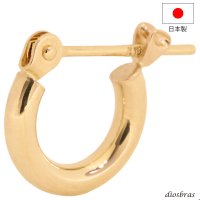 18K 18金 ピアス フープピアス k18 シンプル  パイプフープ リング ゴールド ピアス 18k メンズ レディース ピアス 18金 チャーム  10mm 2mm幅　片耳用