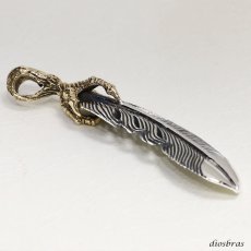 画像4: シルバー925【フェザー　トップ】イーグル　クロウ　爪　フェザーネックレス ハンドメイドネックレス/インディアンジュエリー・ネイティブ/シルバー925ペンダント/フェザー イーグル  パーツ メンズ レディース ゴールド　真鍮 (4)
