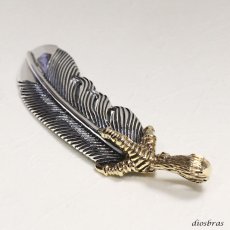 画像2: シルバー925【フェザー　トップ】イーグル　クロウ　爪　フェザーネックレス ハンドメイドネックレス/インディアンジュエリー・ネイティブ/シルバー925ペンダント/フェザー イーグル  パーツ メンズ レディース ゴールド　真鍮 (2)