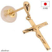 18K 18金 ピアス クロス キリスト クリスチャン マリア クロス k18 シンプル ゴールド ピアス 18k クロスピアス 18金 チャーム クロス リリー 百合 クロス 十字架 メンズ レディース