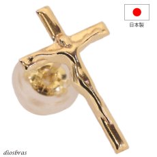 画像1: 18K 18金 ピアス クロス キリスト クリスチャン マリア k18 シンプル ゴールド ピアス 18k メンズ レディース クロスピアス 十字架 メンズ レディース (1)