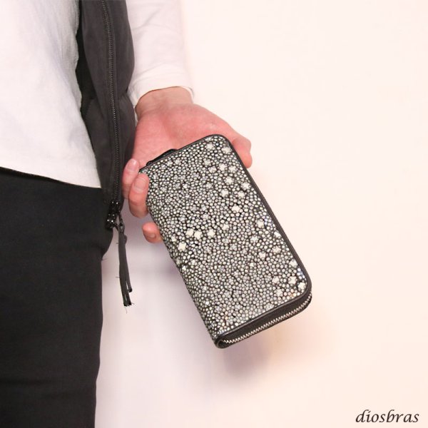 画像5: 財布 ラウンドファスナー スティングレイ メンズ レディース 本革 スティングレー スター エイ革 梅花皮 かいらぎ イバラエイ ウォレット ガルーシャ ラウンド ジッパー スタースティングレー レザーウォレット ロングウォレット バイカー 長財布 牛革 ハンドメイド