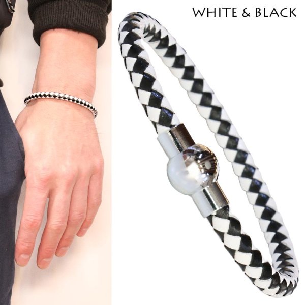 画像4: ブレスレット メンズ レザー ブレス 重ね付けでもおしゃれなレザーバングル 4本編み ブレスレット メンズ レザー ブレス メール便送料無料 選べる♪全10種類 本革 革 バングル レザーブレスレット レザーブレス アメカジ系 サロン系 キレカジ系 に♪ 4本編み