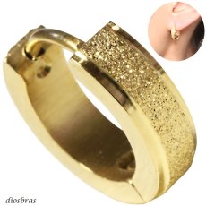 画像1: ステンレス フープピアス シルバー ブラック 金属アレルギー対応 艶消しサンド メタル素材 ゴールド 金 シンプル 小さめ フープ ループ リング 輪っか ピアス アクセサリー メンズ レディース 中折れ式 13mm  メール便なら送料無料 (1)