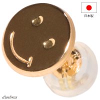 18K 18金 ピアス スマイル　スマイルマーク　ニコチャン コインピアス 金貨 k18 シンプル ゴールド ピアス 18k メンズ レディース クロスピアス 18金 チャーム クロス リリー 百合 クロス 十字架 メンズ レディース