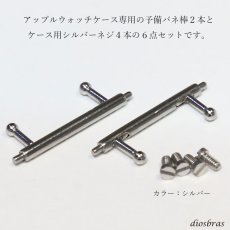 画像2: 予備パーツ６点セット ネジ×４本　バネ棒×２本　リペアパーツ apple watch アップルウォッチ ステンレス ケース　カバー 一体型 バンド ラバー ケースバンド メンズ ベルト ステンレス 44mm 40mm 41mm 45mm　クロコダイル　レザーストラップ  Series4/5/6/7/8/SE　APWC-1-C専用 (2)