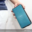 画像6: 財布 ラウンドファスナー メンズ レディース 本革 スティングレイ スティングレー エイ革  大容量 ラウンドファスナー ウォレット ガルーシャ ラウンド ジッパー 財布 レザーウォレット ロングウォレット バイカー 長財布 牛革 紳士 婦人 ブルー エメラルドグリーン
