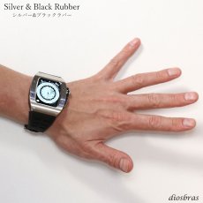 画像12: apple watch アップルウォッチ ステンレス ケース  バンド ラバー 高級ベルト ケースバンド メンズ ベルト ステンレス 44mm 一体型 おしゃれ クロコダイル　腕時計　レザーストラップ (12)