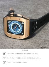 画像7: apple watch アップルウォッチ ステンレス ケース  バンド ラバー 高級ベルト ケースバンド メンズ ベルト ステンレス 44mm 一体型 おしゃれ クロコダイル　腕時計　レザーストラップ (7)