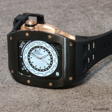 画像13: apple watch アップルウォッチ ステンレス ケース  バンド ラバー 高級ベルト ケースバンド メンズ ベルト ステンレス 44mm 一体型 おしゃれ クロコダイル　腕時計　レザーストラップ (13)