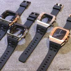 画像10: apple watch アップルウォッチ ステンレス ケース  バンド ラバー 高級ベルト ケースバンド メンズ ベルト ステンレス 44mm 一体型 おしゃれ クロコダイル　腕時計　レザーストラップ (10)