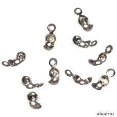 画像1: ボールチップ カシメ玉 シルバー 約6mm 玉約3mm ヒモ留め 10個セット ハンドメイド アクセサリー パーツ ビーズ 手芸材料  ジュエリー DIY用  シルバー925製 合金製 (1)